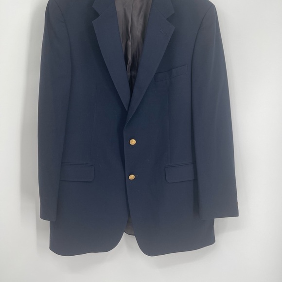 Brooks Brothers 346 Blazer Men Size 43L Navy Blue Worsted Wool Gold Buttons - Picture 11 of 11